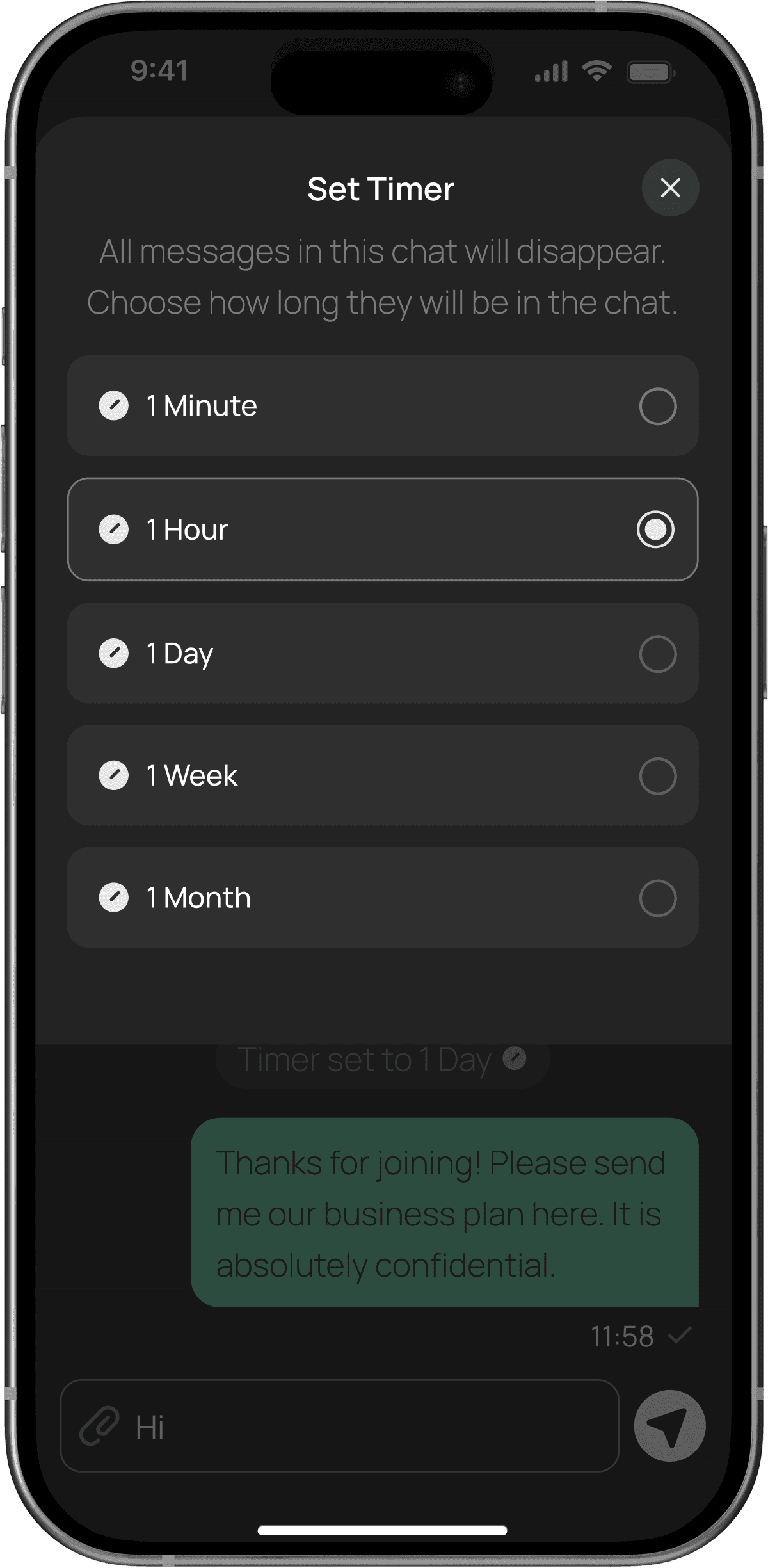 Choose how long the messages will stay in the chat