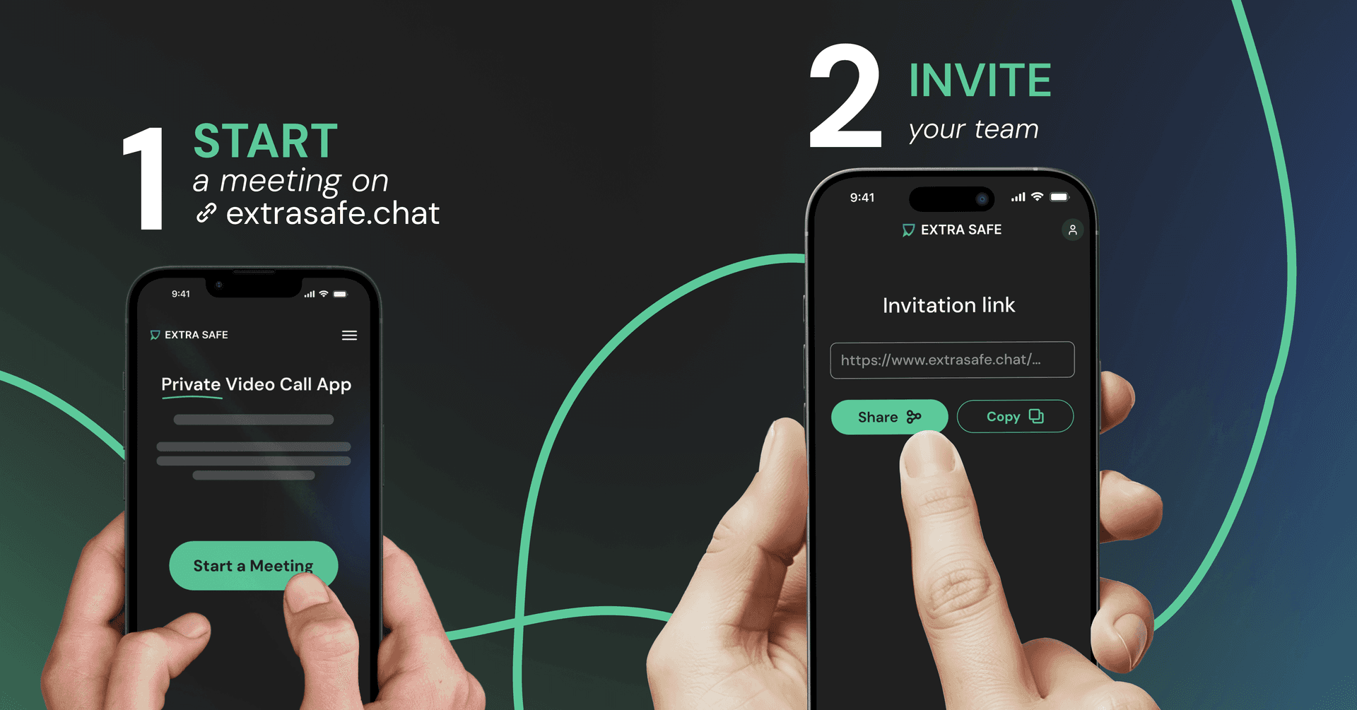 2 clicks before starting a private video call at extrasafe.chat
