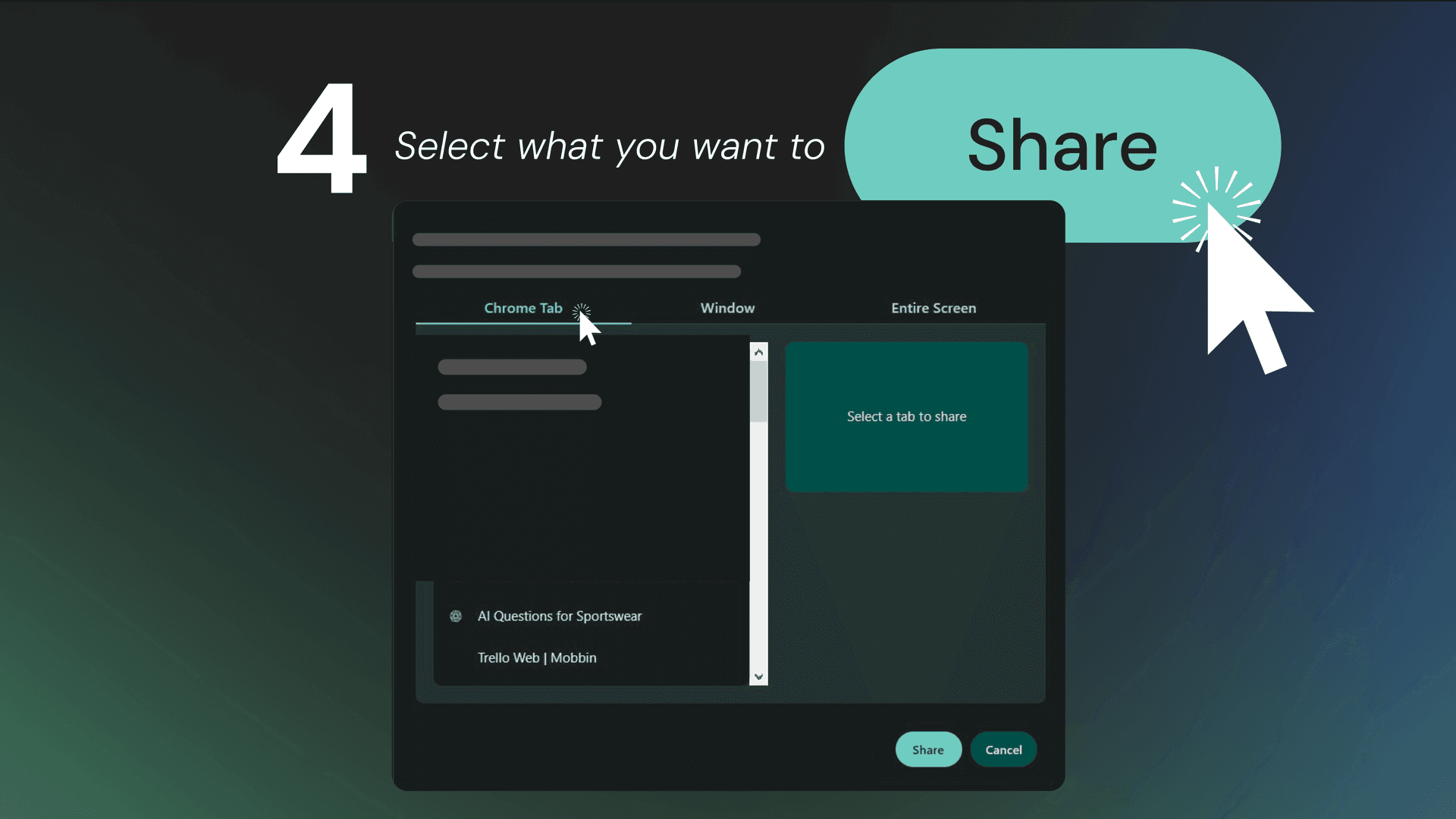 Screen sharing on extrasafe.chat - step 4