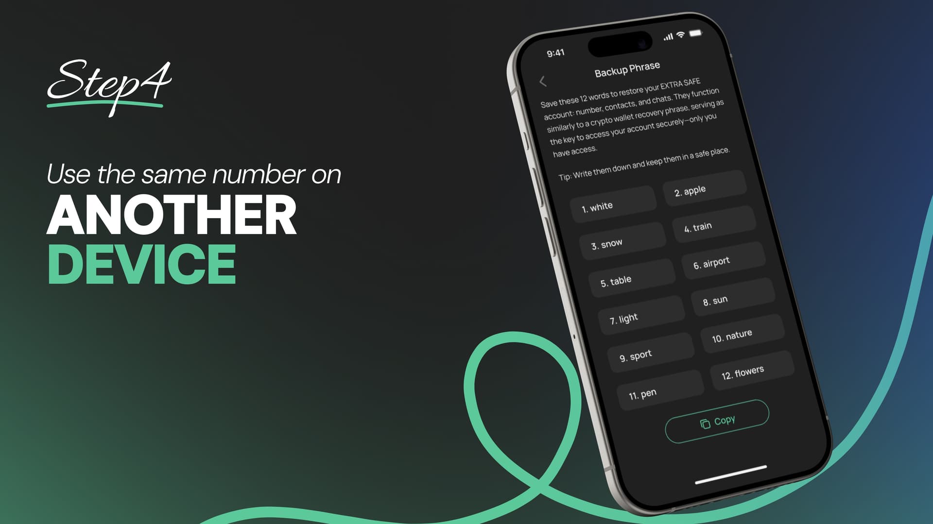 Step 4 — Use your number on another device (restore)
