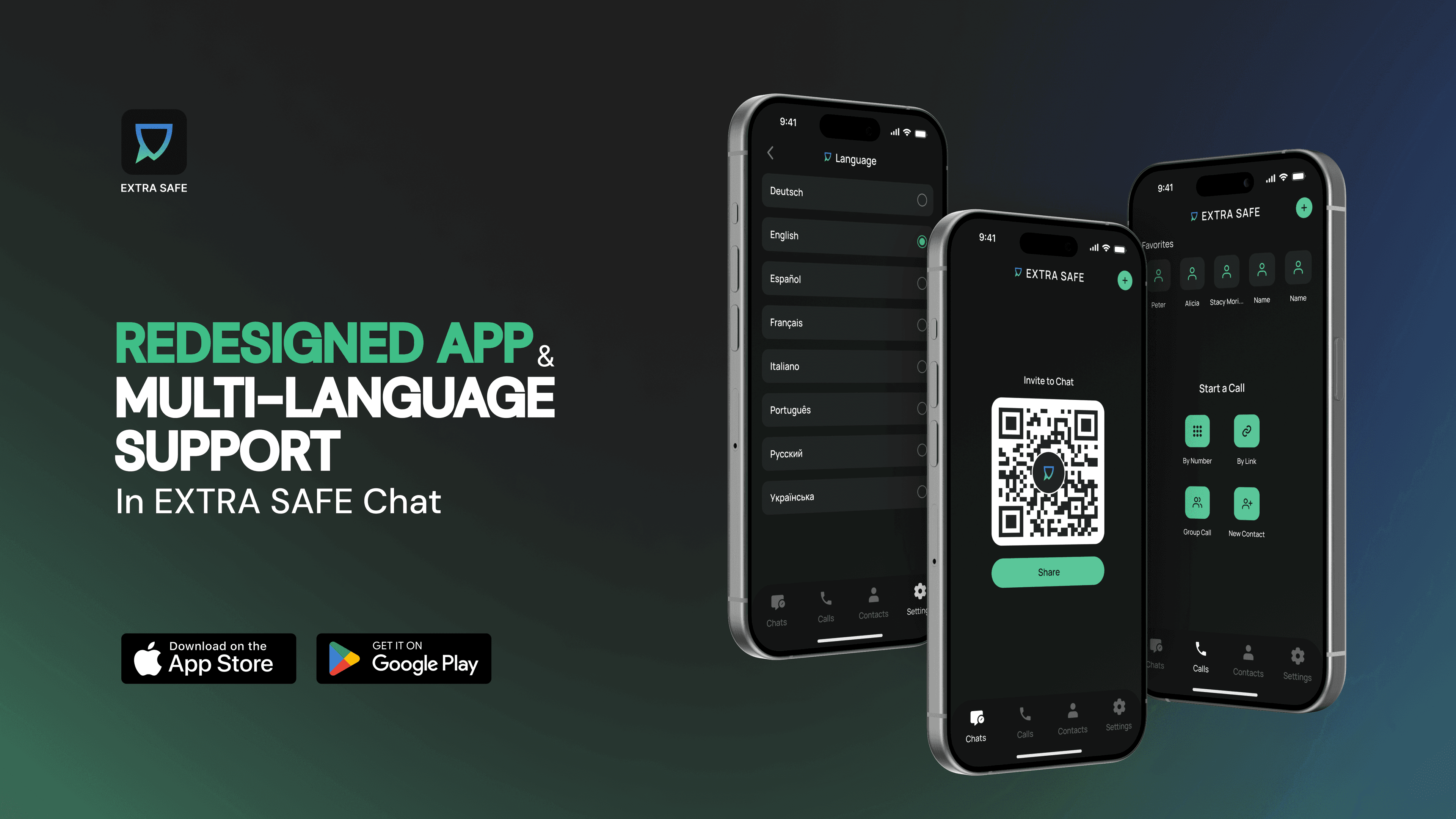 Redesigned app & multi-language support in EXTRA SAFE Chat