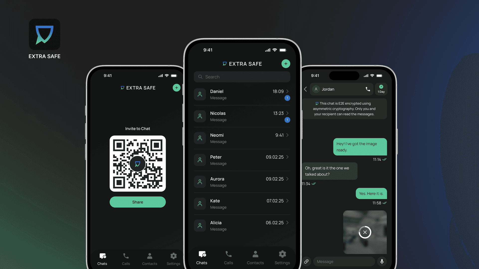 Start a new chat in EXTRA SAFE using QR