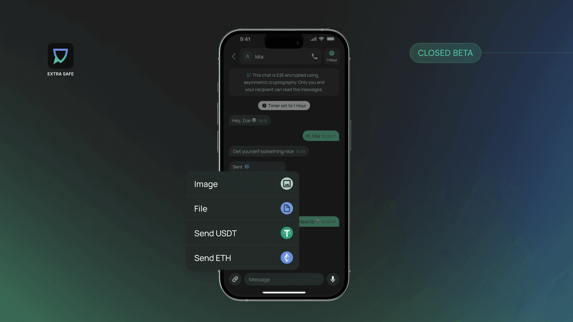 Send crypto, including stablecoins, in chats