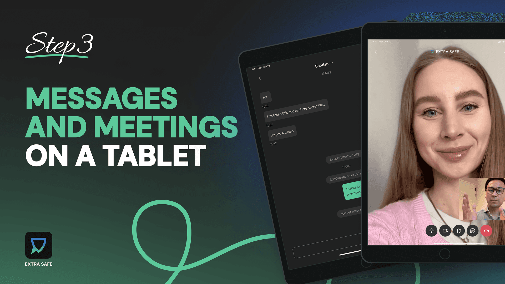 Step 3 — Messages and meetings on a tablet