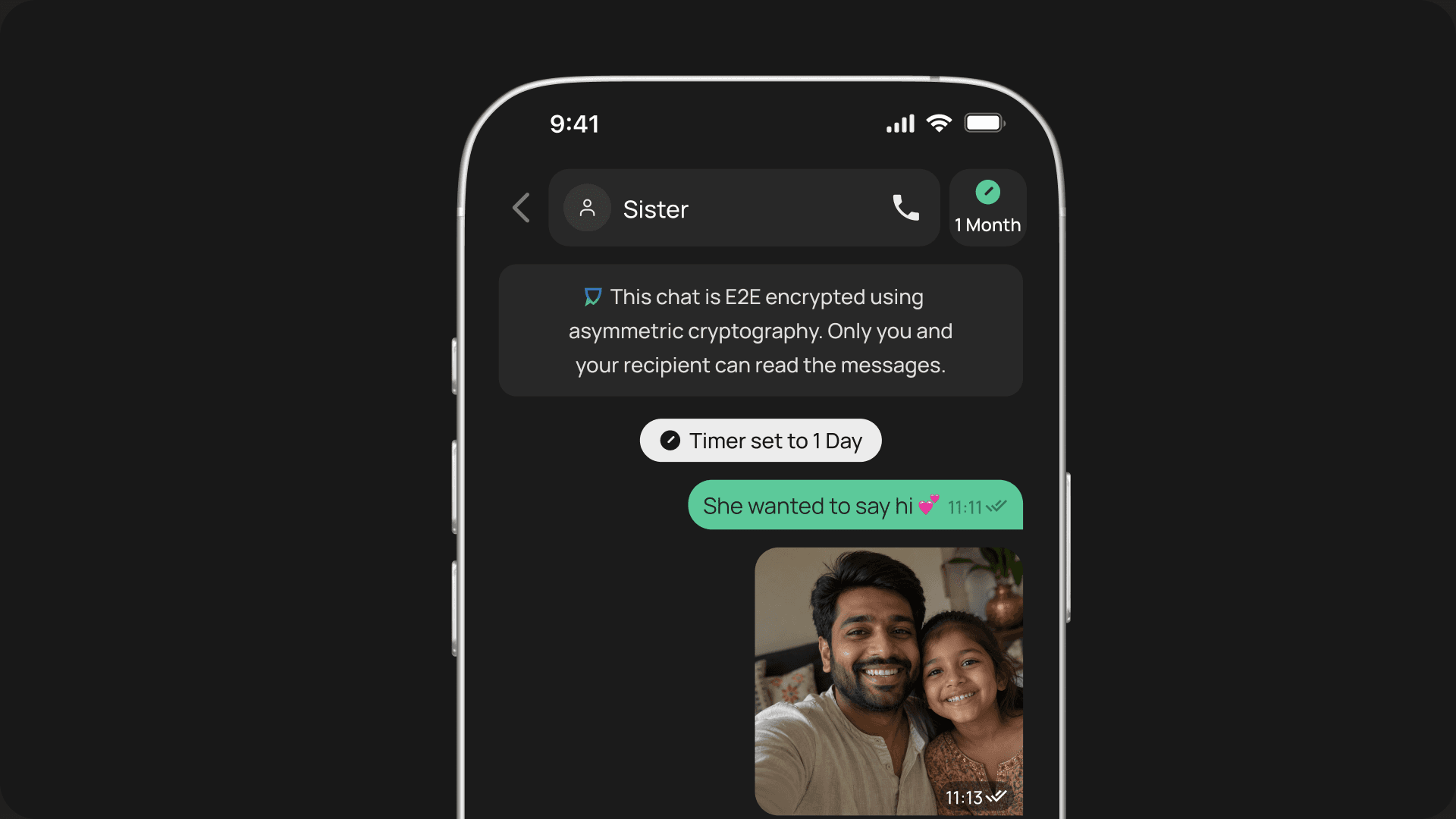 EXTRA SAFE chat screen showing encrypted text, file, and voice messages