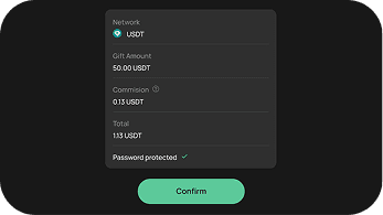 Gift preview screen with a confirm button
