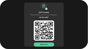 Gift funded screen with a QR code ready to share