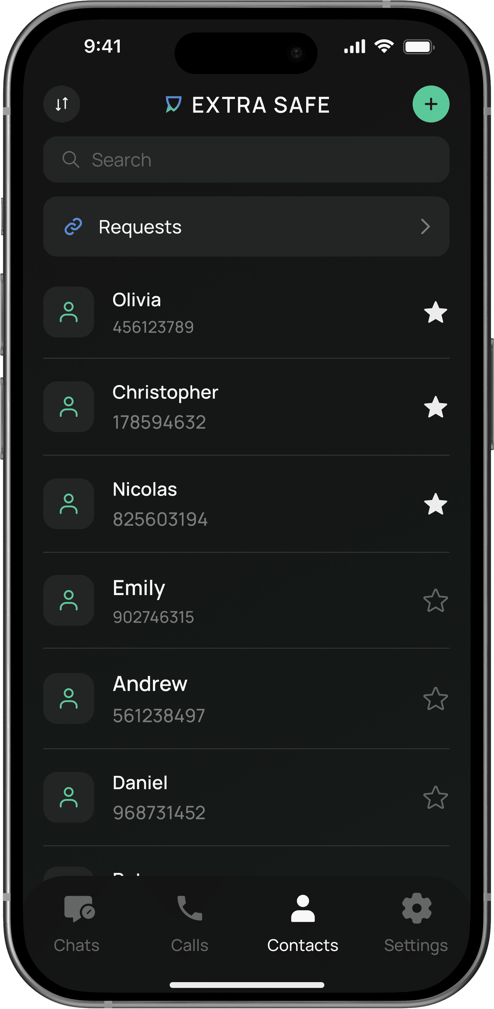 Manage contacts, add favorites, review contact requests